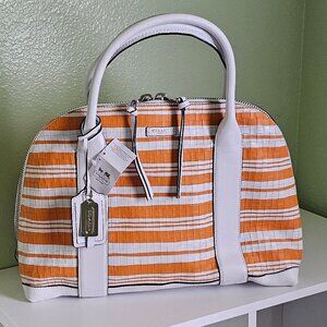 Coach Bleaker Preston satchel mandarin and white leather